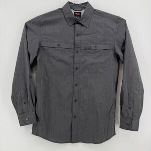 Wrangler Outdoor Shirt Mens S Gray Solid Cotton Blend Stretch Ventilated Back